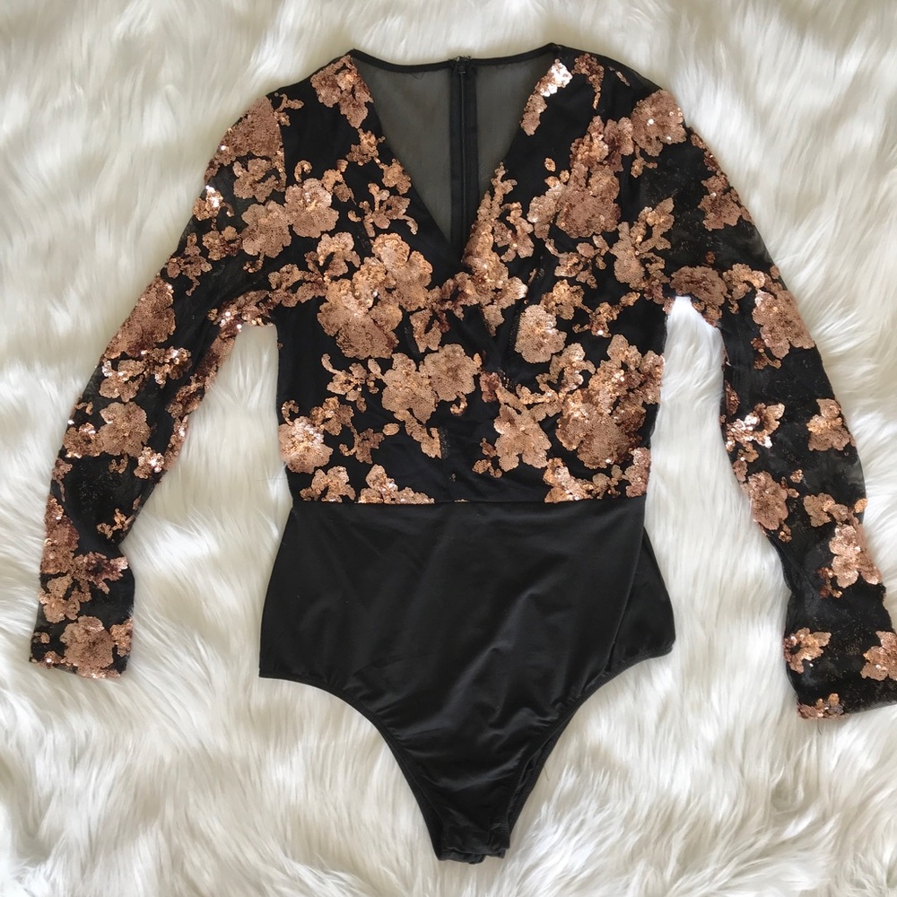 Forever 21 Metallic Mesh Body Suit